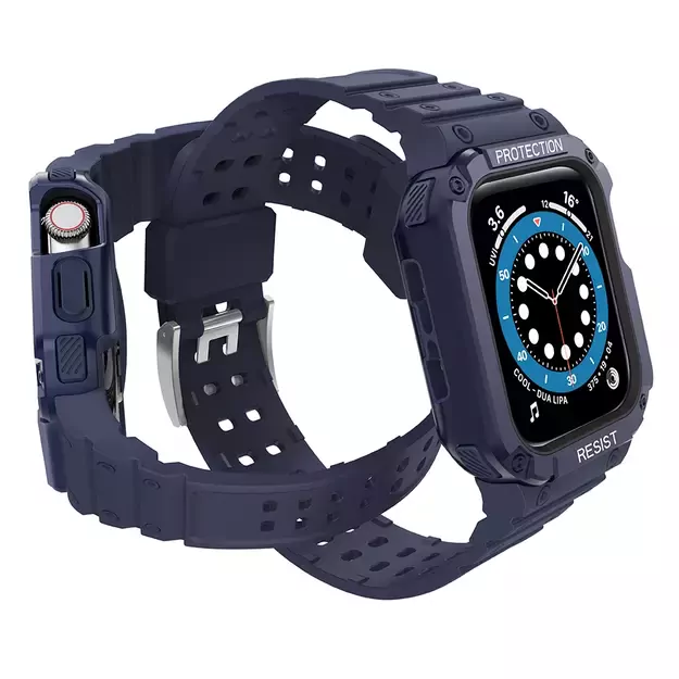 Protect Strap Band for Apple Watch 42/44/45mm Armored Case Strap - Blue 10