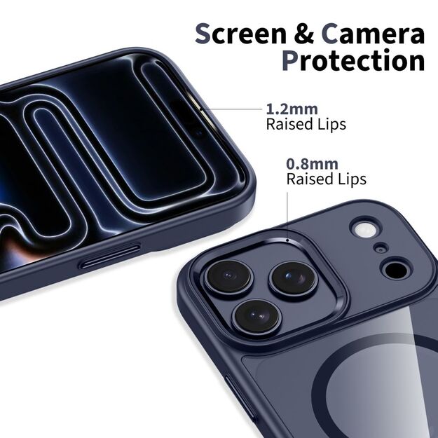 Tech-Protect MagMat MagSafe Case for iPhone 17 Pro Max - Transparent - Navy Blue 2