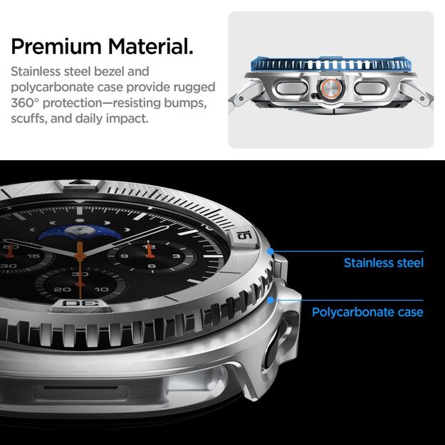 Spigen Bezel Tune Pro Pilot Cover for Samsung Galaxy Watch 8 Classic 46mm - Silver 12