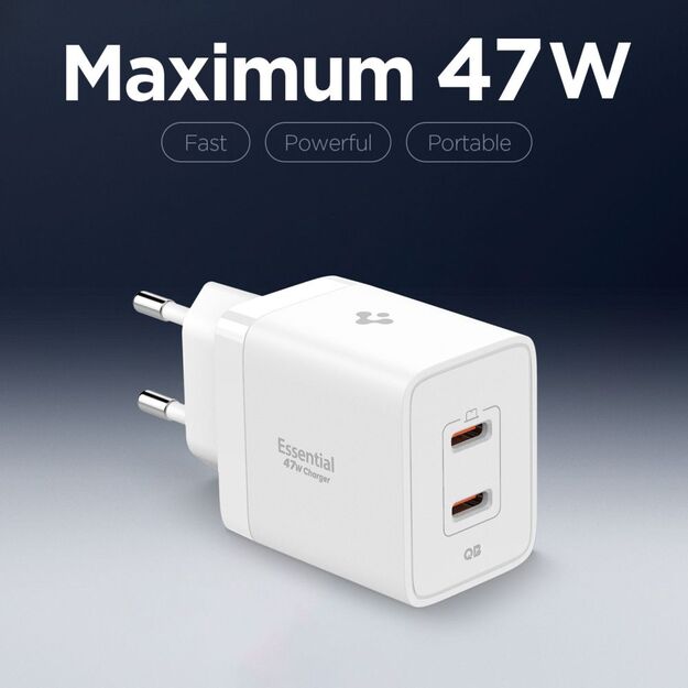Spigen Essential EE472EU 2-port USC-C 47W wall charger - white 3