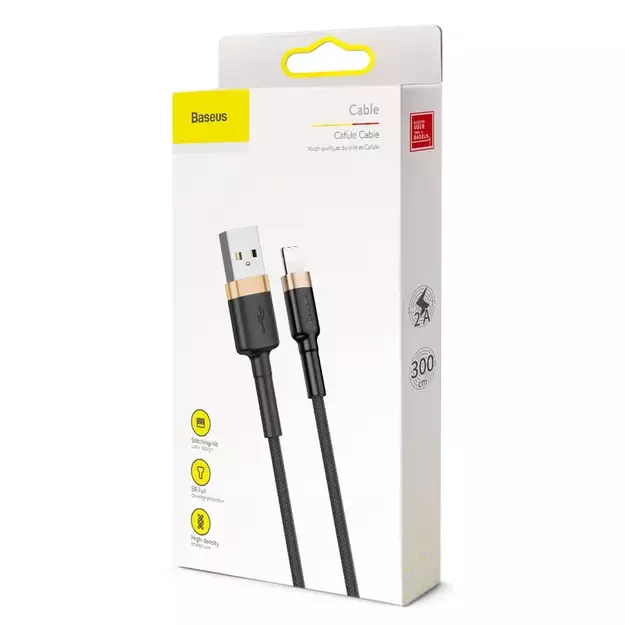 Baseus Cafule USB-A / Lightning 2A QC 3.0 cable 3 m - black and gold 8