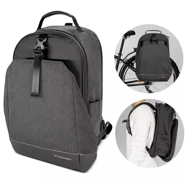 Wozinsky bike pannier bag, bike backpack with frame, 2in1, 40l, black (WBB33BK)