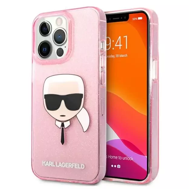 Karl Lagerfeld KLHCP13XKHTUGLP iPhone 13 Pro Max 6,7  różowy/pink hardcase Glitter Karl`s Head