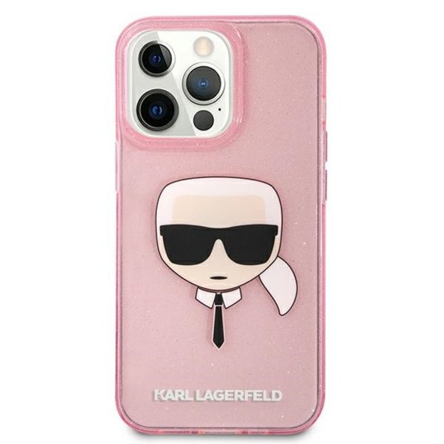 Karl Lagerfeld KLHCP13XKHTUGLP iPhone 13 Pro Max 6,7  różowy/pink hardcase Glitter Karl`s Head 2
