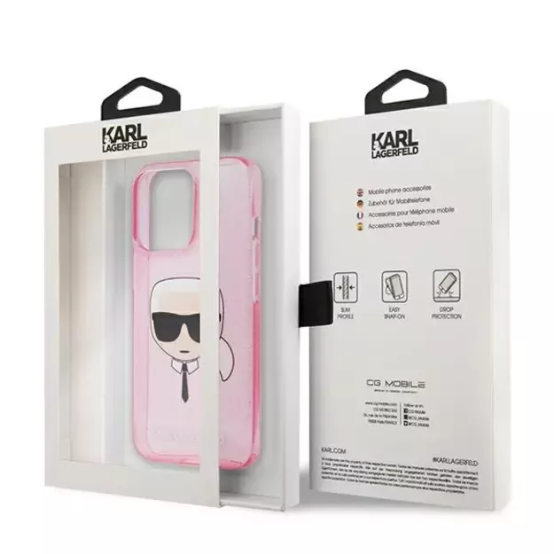 Karl Lagerfeld KLHCP13XKHTUGLP iPhone 13 Pro Max 6,7  różowy/pink hardcase Glitter Karl`s Head 14