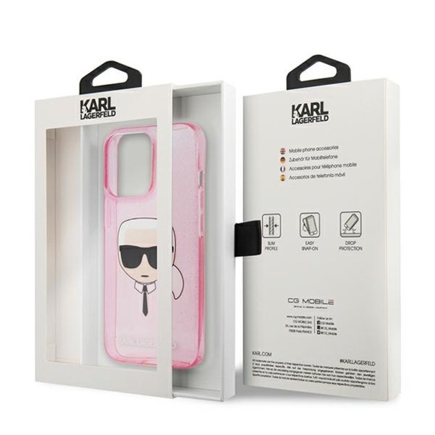 Karl Lagerfeld KLHCP13XKHTUGLP iPhone 13 Pro Max 6,7  różowy/pink hardcase Glitter Karl`s Head 7
