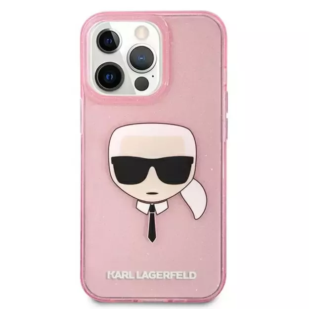Karl Lagerfeld KLHCP13XKHTUGLP iPhone 13 Pro Max 6,7  różowy/pink hardcase Glitter Karl`s Head 9