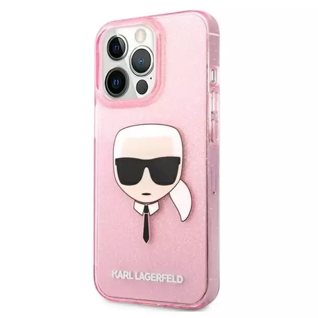 Karl Lagerfeld KLHCP13XKHTUGLP iPhone 13 Pro Max 6,7  różowy/pink hardcase Glitter Karl`s Head 8