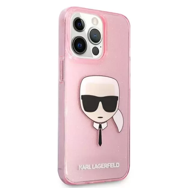 Karl Lagerfeld KLHCP13XKHTUGLP iPhone 13 Pro Max 6,7  różowy/pink hardcase Glitter Karl`s Head 10