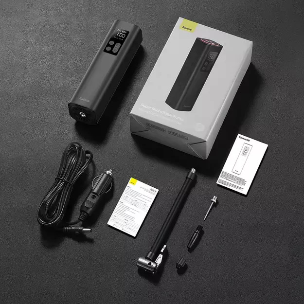 Baseus CRCQ000001 Mini Tire Compressor for Cigarette Lighter Socket - Black 23