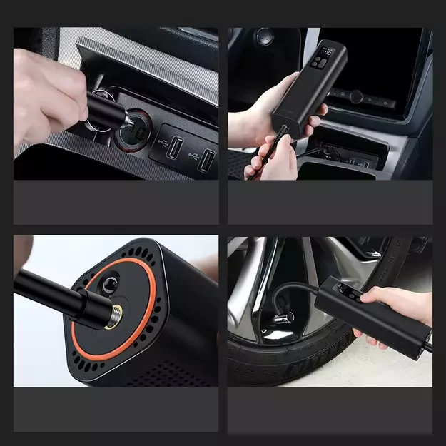 Baseus CRCQ000001 Mini Tire Compressor for Cigarette Lighter Socket - Black 20