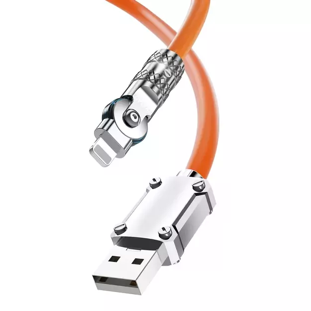 Dudao L24AL USB-A - Lightning angled cable with 180° rotation 30W 1m - orange 5
