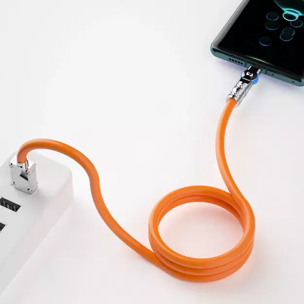 Dudao L24AL USB-A - Lightning angled cable with 180° rotation 30W 1m - orange 6