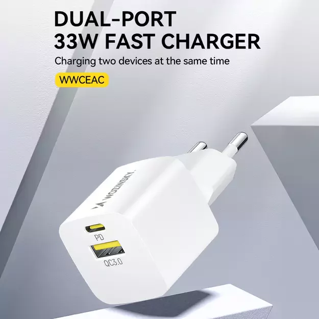 Wozinsky WWCEAC GaN USB-A USB-C 33W wall charger - white 6