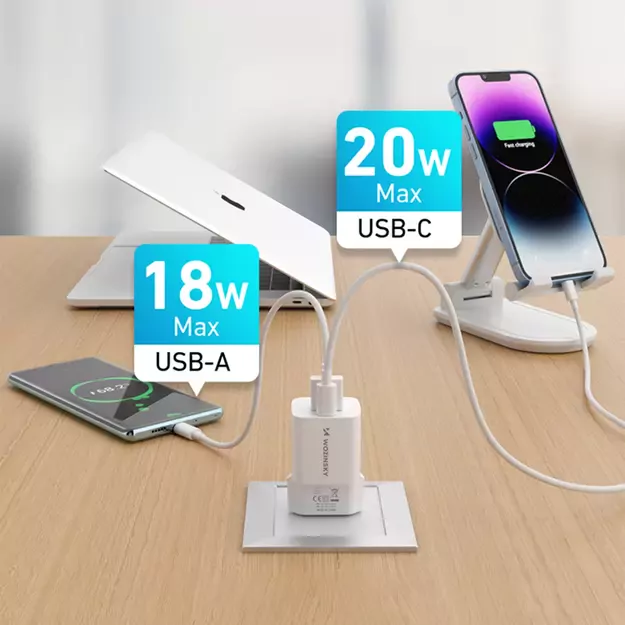 Wozinsky WWCEAC GaN USB-A USB-C 33W wall charger - white 11