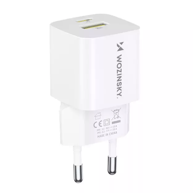 Wozinsky WWCEAC GaN USB-A USB-C 33W wall charger - white 1