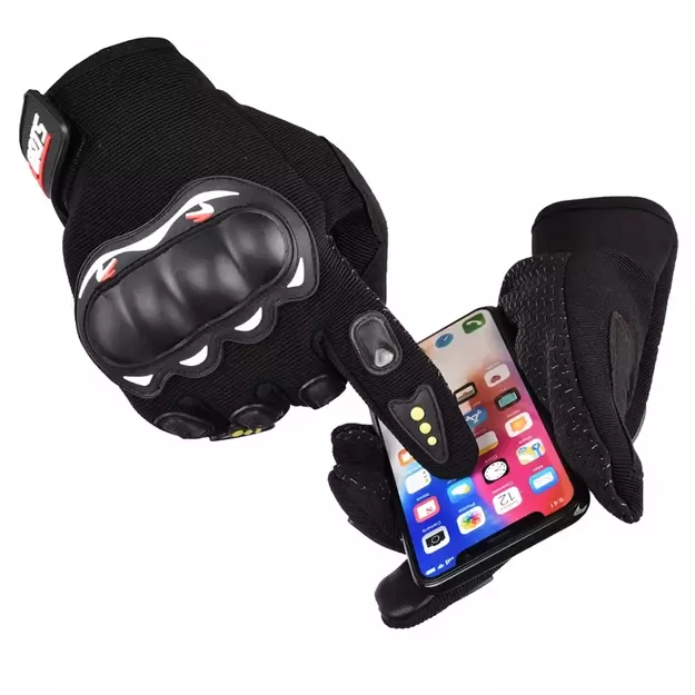 Motorcycle phone gloves with knuckle protector – black 7