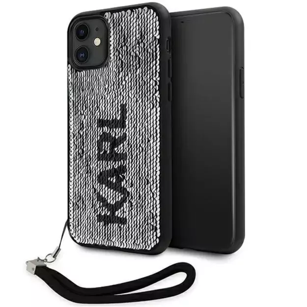 Karl Lagerfeld KLHCN61PSQRKS iPhone 11 / Xr 6.1  silver/silver hardcase Sequins Cord