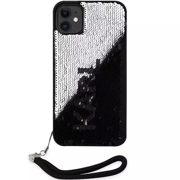 Karl Lagerfeld KLHCN61PSQRKS iPhone 11 / Xr 6.1  silver/silver hardcase Sequins Cord 2