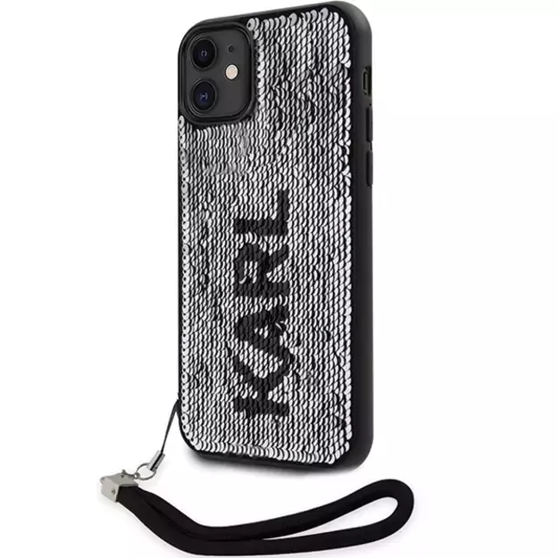 Karl Lagerfeld KLHCN61PSQRKS iPhone 11 / Xr 6.1  silver/silver hardcase Sequins Cord 1