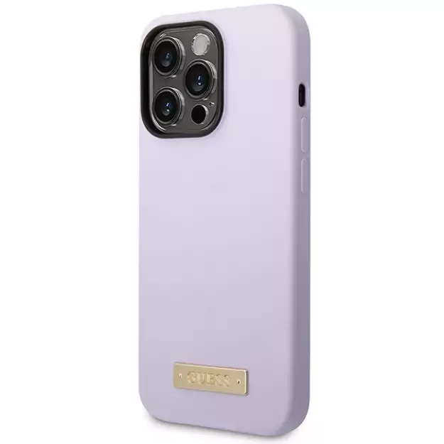 Guess GUHMP14LSBPLU iPhone 14 Pro 6.1  purple/purple hard case Silicone Logo Plate MagSafe 8