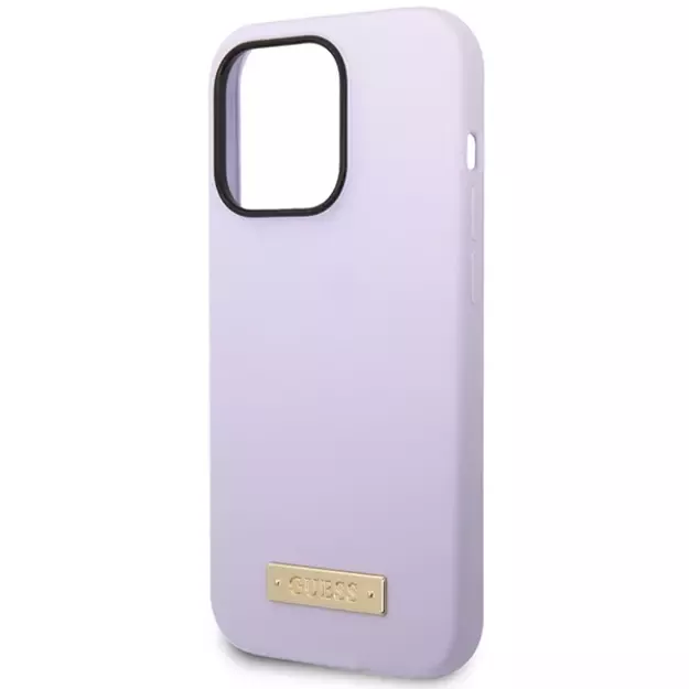 Guess GUHMP14LSBPLU iPhone 14 Pro 6.1  purple/purple hard case Silicone Logo Plate MagSafe 12