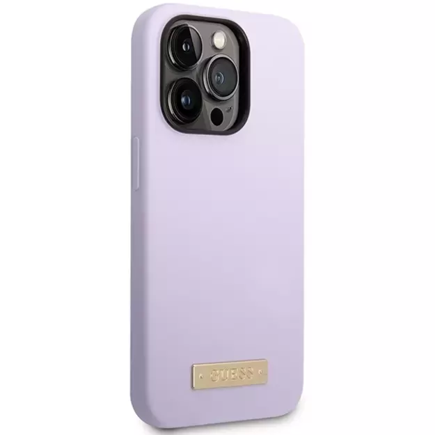 Guess GUHMP14LSBPLU iPhone 14 Pro 6.1  purple/purple hard case Silicone Logo Plate MagSafe 10