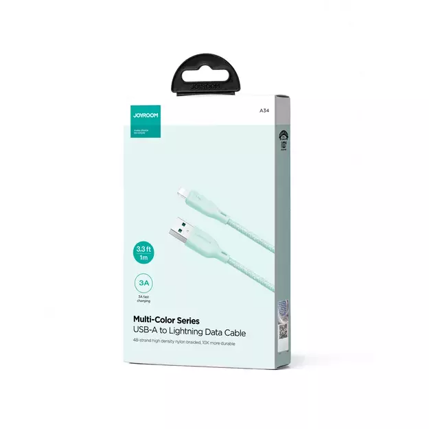 Joyroom Multi-Color Series S-A34 USB-A / Lightning 3A cable 1m - green 3