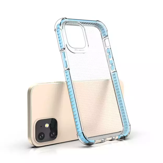 Spring Armor clear TPU gel rugged protective cover with colorful frame for iPhone 12 mini blue 3