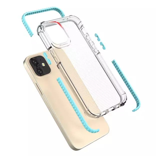 Spring Armor clear TPU gel rugged protective cover with colorful frame for iPhone 12 mini blue 1