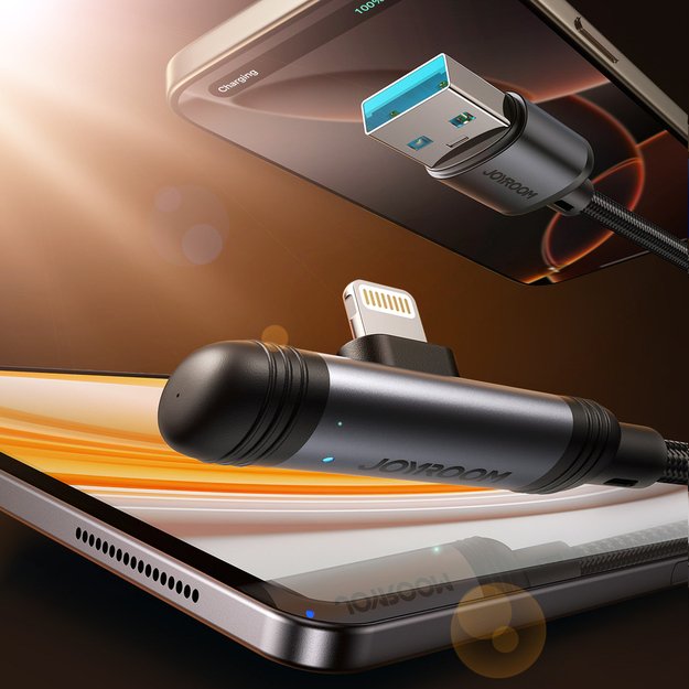 Joyroom S-A56 EnjoyX Series 90° USB-A - Lightning 3A cable 1.2m - black 1