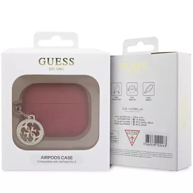 Guess GUAP23DSLGHDF AirPods Pro 2 cover red 3D Rubber 4G Diamond Charm 6