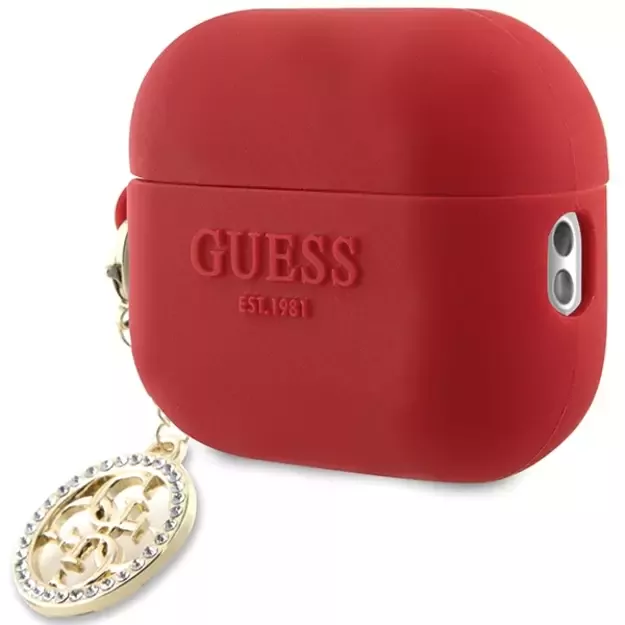 Guess GUAP23DSLGHDF AirPods Pro 2 cover red 3D Rubber 4G Diamond Charm 5
