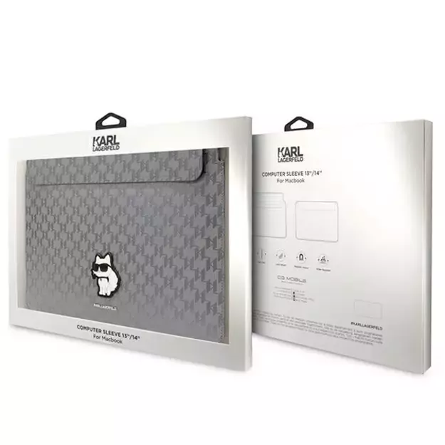 Karl Lagerfeld Saffiano Monogram Choupette case for a 14&quot  laptop - silver 3