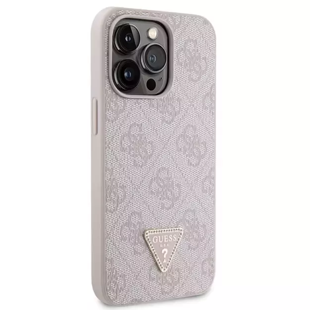 Guess GUHCP13LP4TDSCPP case for iPhone 13 Pro / 13 - pink Crossbody 4G Metal Logo 10