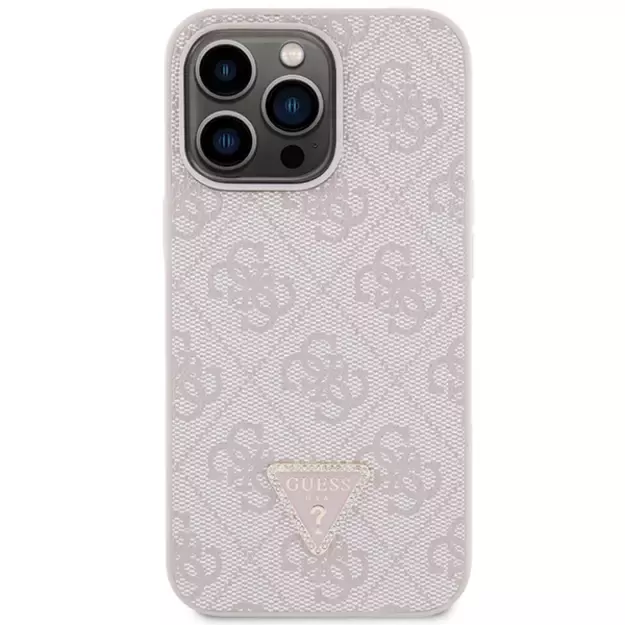 Guess GUHCP13LP4TDSCPP case for iPhone 13 Pro / 13 - pink Crossbody 4G Metal Logo 9