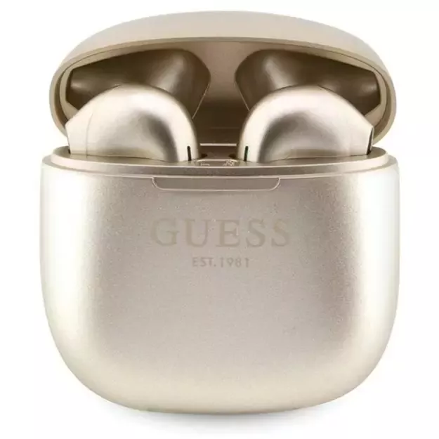 Guess GUTWST26PSD TWS Bluetooth headphones + docking station - gold Classic EST Logo