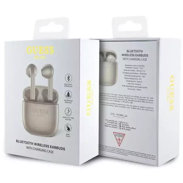 Guess GUTWST26PSD TWS Bluetooth headphones + docking station - gold Classic EST Logo 3