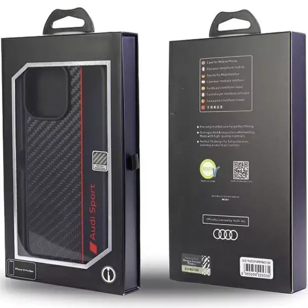 Audi Carbon Fiber Stripe iPhone 14 Pro Max 6.7&quot  black/black hardcase AUS-TPUPCIP14PM-R8/D1-BK 6