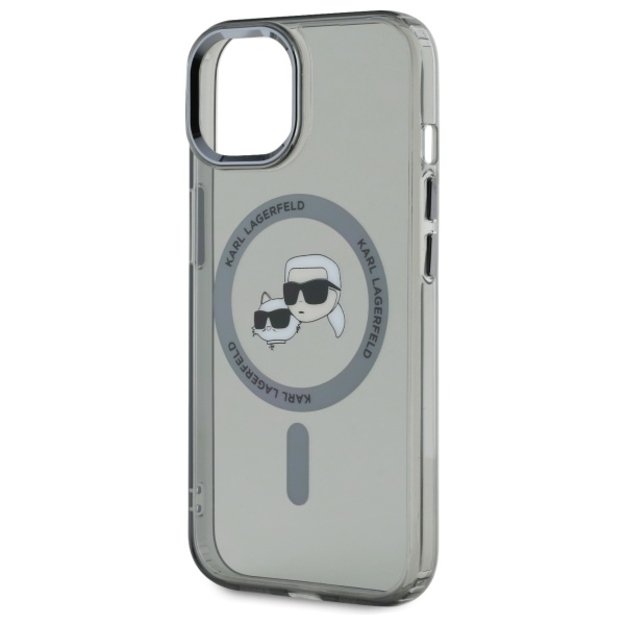 Karl Lagerfeld KLHMP15SHLSKCK iPhone 15 6.1&quot  black/black hardcase IML Metal Karl&amp Choupette Head MagSafe 5