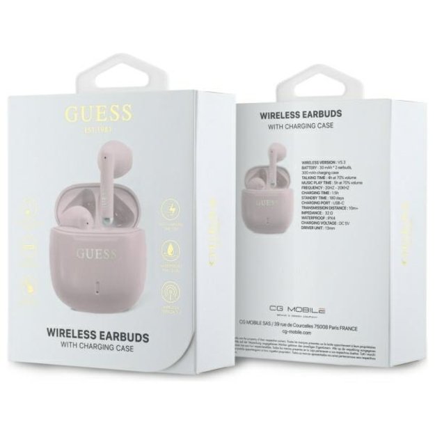 Guess Bluetooth headphones GUTWSJ14ESGP TWS + docking station pink/pink Printed Classic Logo 3