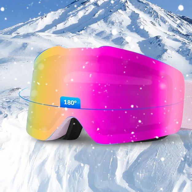 Qunature Pink Frameless Ski Goggles - Pink 2