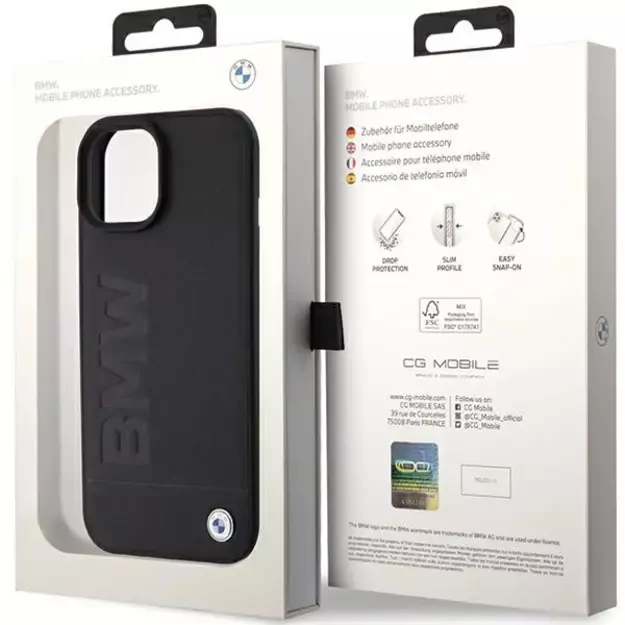BMW MagSafe Leather Hot Stamp case for iPhone 15 Plus - black 7