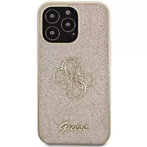 Guess GUHCP13LHG4SGD case for iPhone 13 Pro / 13 - gold Glitter Script Big 4G 9