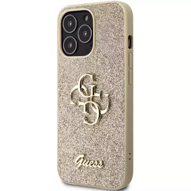 Guess GUHCP13LHG4SGD case for iPhone 13 Pro / 13 - gold Glitter Script Big 4G 8