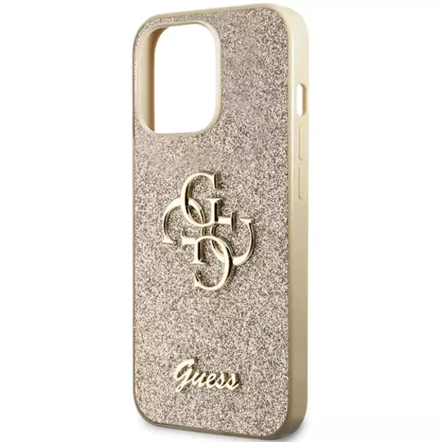 Guess GUHCP13LHG4SGD case for iPhone 13 Pro / 13 - gold Glitter Script Big 4G 12