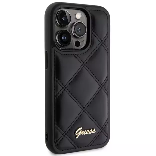 Guess Quilted Metal Logo case for iPhone 15 Pro - black 3