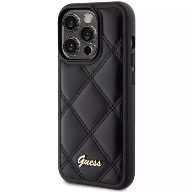 Guess Quilted Metal Logo case for iPhone 15 Pro - black 1
