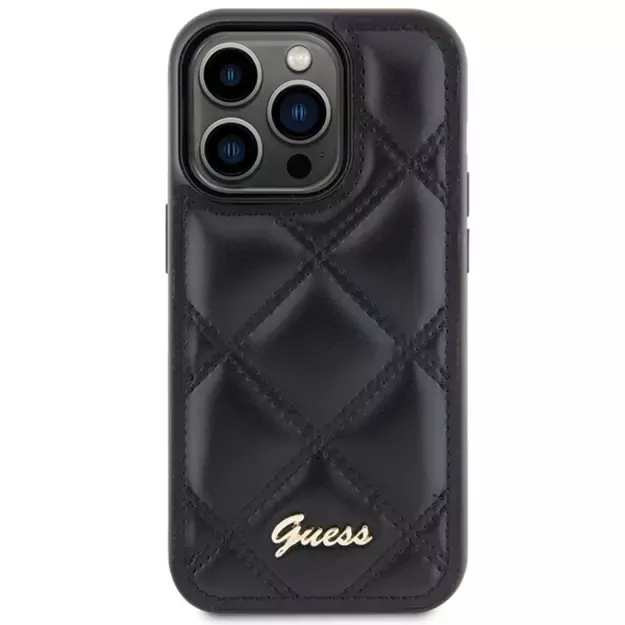 Guess Quilted Metal Logo case for iPhone 15 Pro - black 2