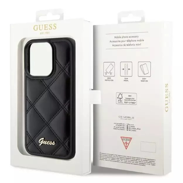 Guess Quilted Metal Logo case for iPhone 15 Pro - black 7
